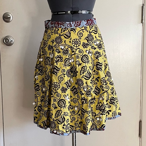 Isabela Capeto Yellow, Black and Blue Floral Skirt - Picture 1 of 5